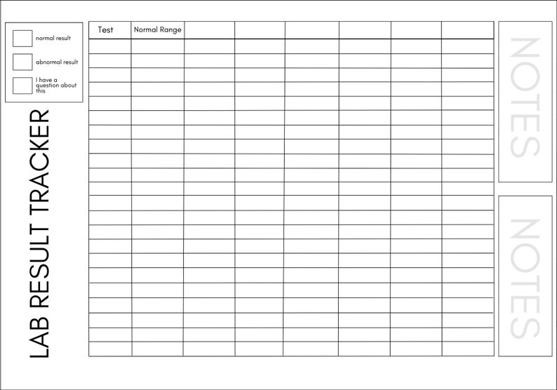 Medical Lab Result Health Tracker | PDF | 6 Different Templates ...