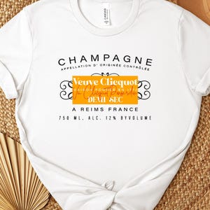 Champagne Veuve Rose Shirt, Champagne Tennis Club Tee, Bridal Party Tee, Cute Bachelorette Party Gift,  Orange Champagne Rosé Label Shirt