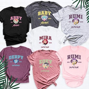 Trendy Zoey Huntrix T-Shirt, Kpop Girls Graphic Wear, Cute Anime Outfit, Stylish Huntrix Apparel Gift, Fun Character Shirt for Kpop Fans