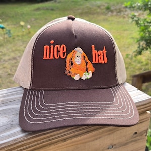 Orangutan Embroidered Trucker Hat | Nice Hat, Monkey hat, orangutan, charming, stylish, Premium Hat, original design