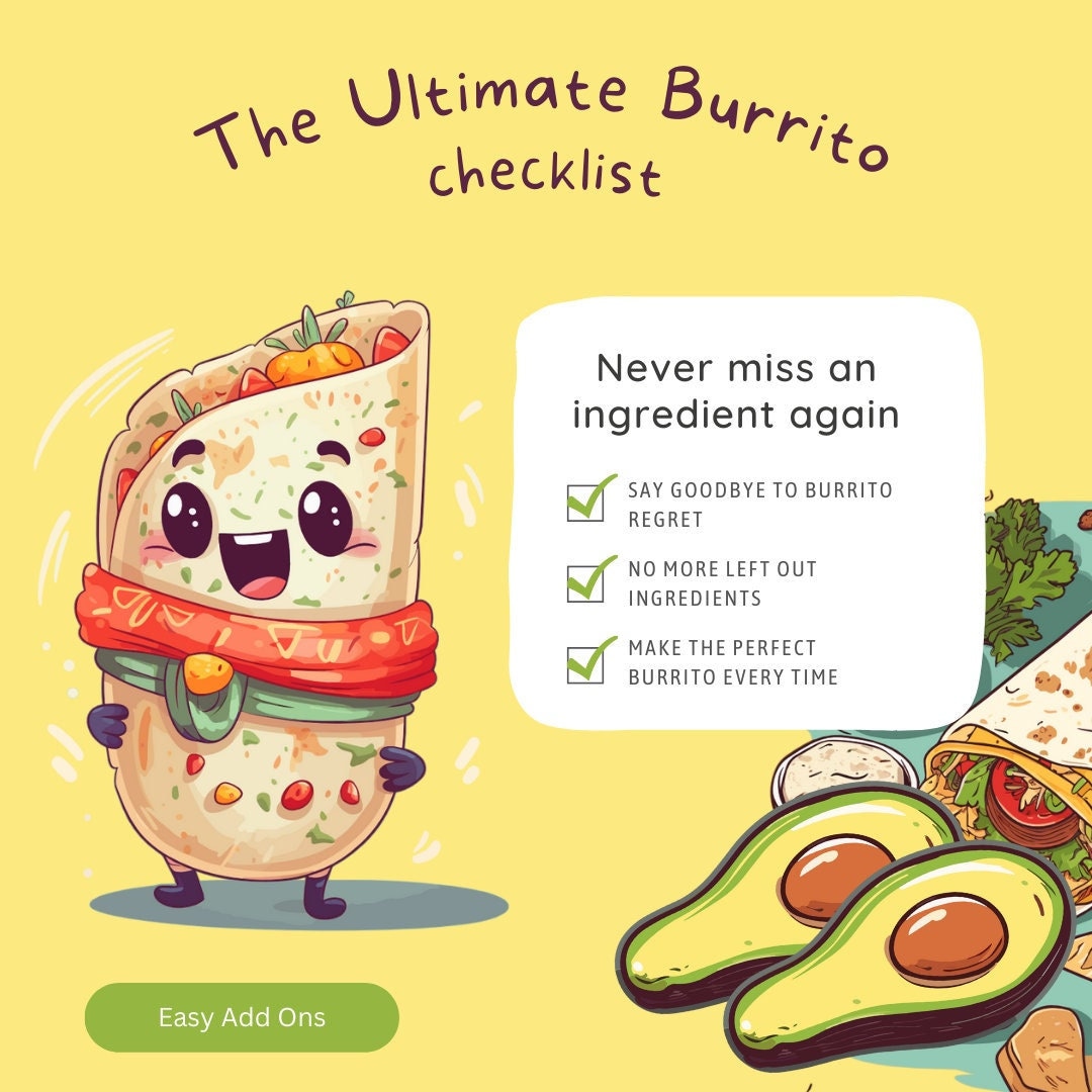 The Ultimate Burrito Checklist Etsy