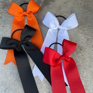 College Style Cheer Bow: Skinny Grosgrain Ribbon, Game Day Hair Accessory