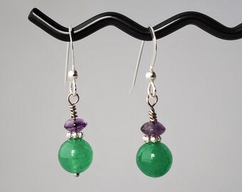 Amethyst and Aventurine Drop Earrings