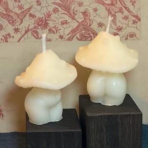 Mushroom Lady Butt Small Beeswax Candle