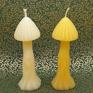 Tall Mushroom Toadstool Figure Beeswax Candle