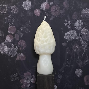 Large Morel Mushroom Beeswax Candle