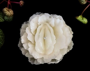 Female Flower White Candle Vulva Beeswax Tealight