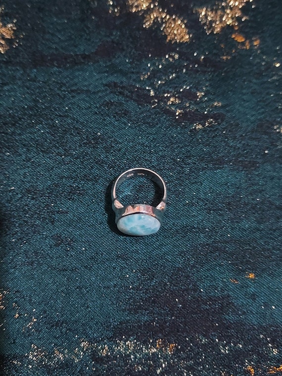 Larimar Ring Size 6.5 Sterling Silver Large Round… - image 6