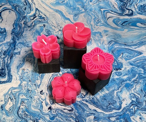 Candela Per Torta Numero 4 Con Fiore Di Ciliegio, Decorazione Compleanno Sakura Rosa E Bianca, 11,5 Cm