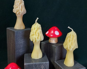 Small Morel Mushroom Beeswax Candle