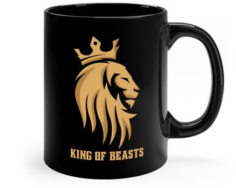 Lion mug, Leo mug, leo zodiac mug, King of Beasts, Lion King, Lion head, Leo, Golden cup, King coffee, coffee mug with lion, lion coffee cup