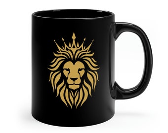 Lion Head Mug, leo zodiac mug, King Lion, Golden Lion Head, Lion King mug, Lion Cup Mug11oz Black Mug