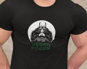 Vegan Power tshirt, Powered by plants tshirt, Vegan tshirt, gift for vegans, Vegetarian tshirt, Vegan Gorilla tshirt, gorilla shirt