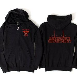 ER Nurse hoodie zip-up Personalized, Nurse hoodie, Emergency room department, RN hoodie, Registered nurse Unisex Heavy Blend Full Zip Hoodie