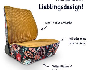 VW T3 - Handcrafted seat covers, 2 covers for driver and passenger seat, Individual fabric selection, No slipcover