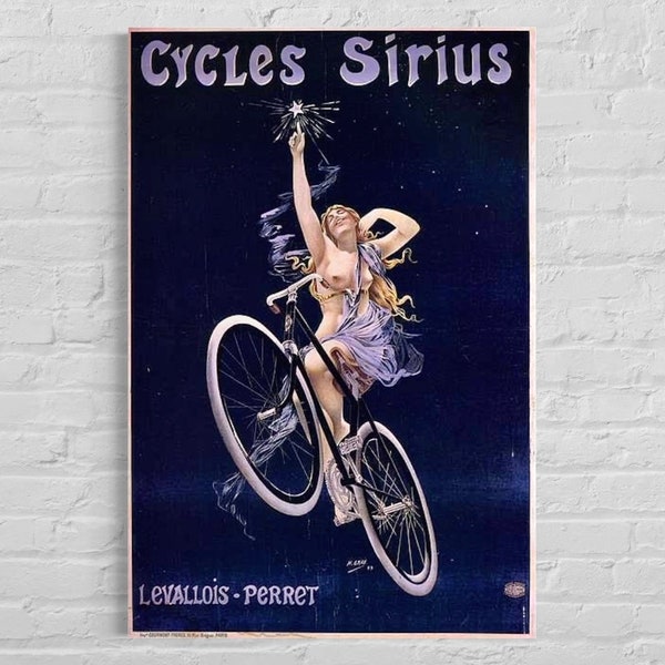 Cycles Sirius, bicycle Poster, Colorful French poster, Art Nouveau Poster, Wall Art, Vintage Advertising