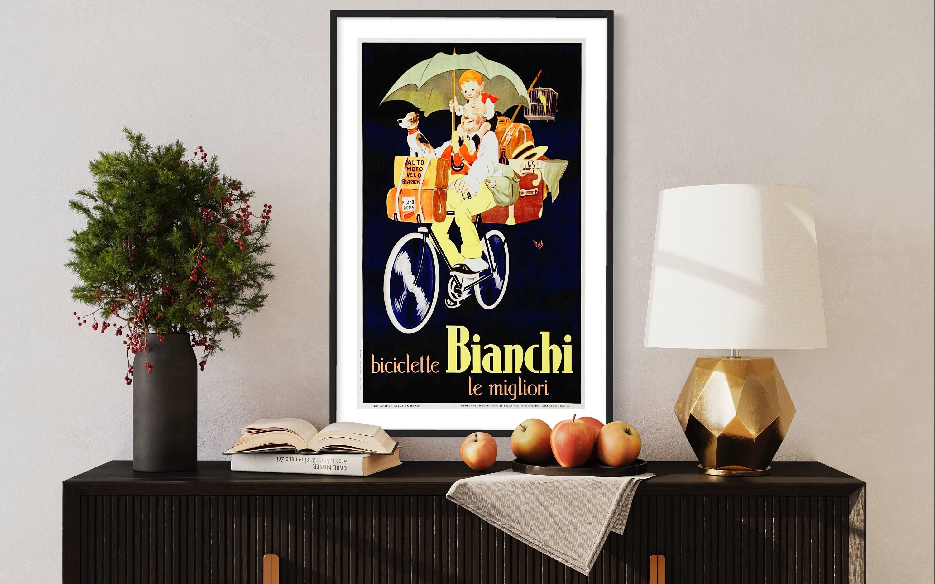 Cicli Bianchi Poster 1933 A4 Advertising Colnago Mapei C Super Record