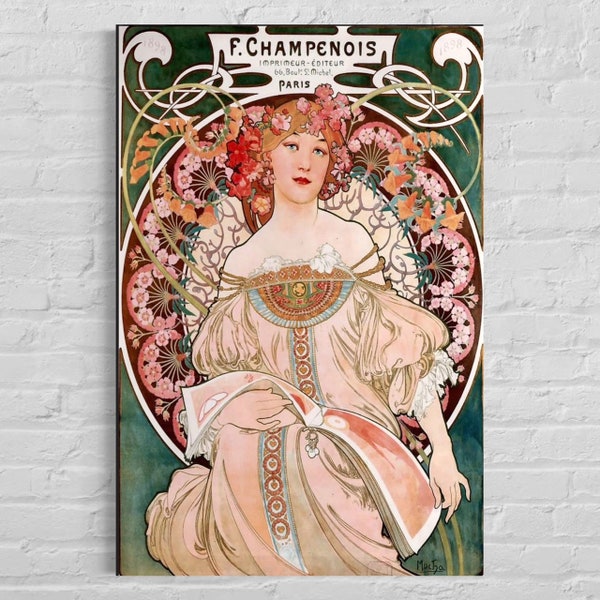 F.Champenois Art Nouveau Poster, Decorative Art, 1897 fine Art Poster Reproduction, Alphonse Mucha Print