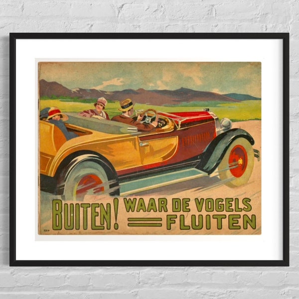 Buiten Auto Poster Dutch Auto Image, Circa 1920 Vintage Auto Poster Reproduction Related, Garage Art.