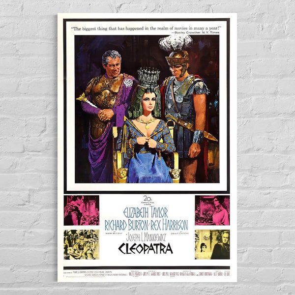 Cleopatra Movie Poster Reproduction, originally Released in 1963, Elizabeth Taylor, Richard Burton, Wall Art, Movie Posters
