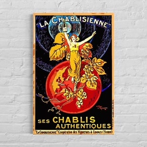 Póster publicitario de licor francés vintage de La Chablisienne, impresión giclée de bellas artes en papel premium, póster-bebidas de alimentos y bebidas