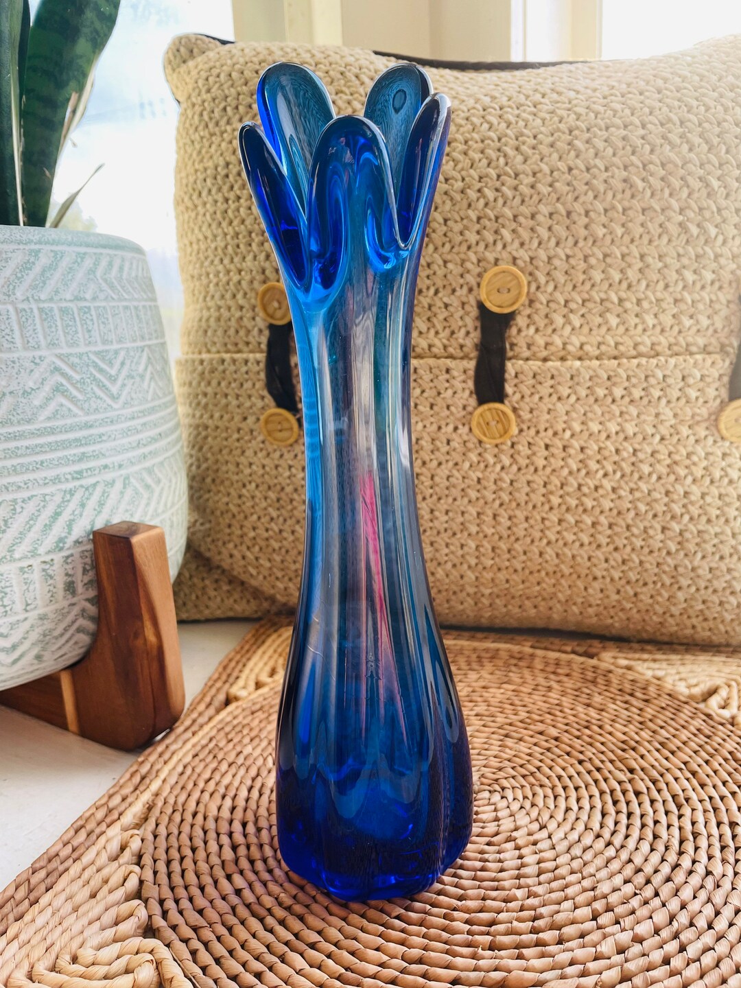 Vintage Retro Cobalt Blue Swung Vase MCM Mid Century Vase Blue Etsy