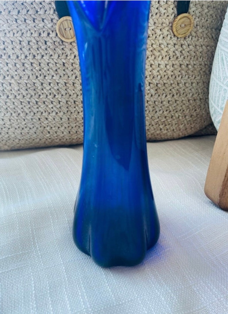 Vintage Retro Cobalt Blue Swung Vase 5 Finger Swung Etsy