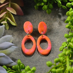 MARBLED OVAL EARRINGS- Clay- Lightweight- Statement Earring-Handmade