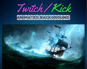 Pirate Ship Twitch / Kick Animated Background Streaming Screens