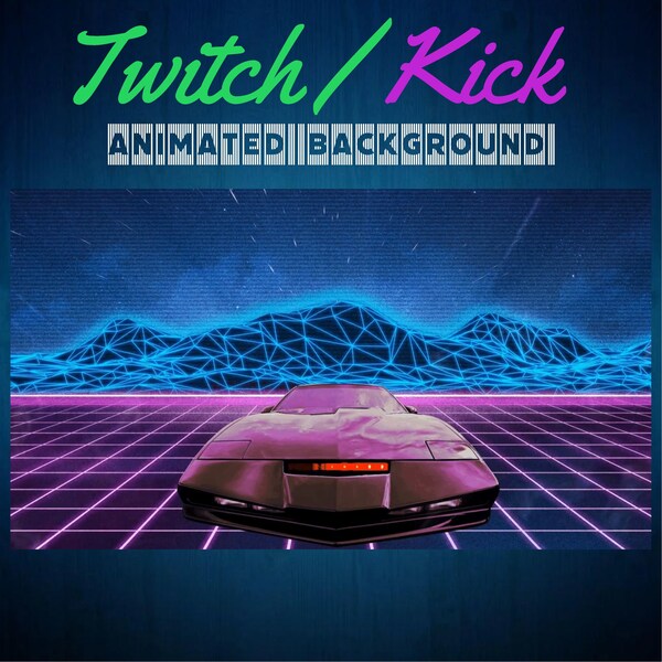 Knight Rider Twitch/Kick geanimeerde achtergrondstreamingschermen