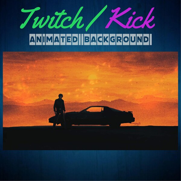 Knight Rider Twitch/Kick geanimeerde achtergrondstreamingschermen