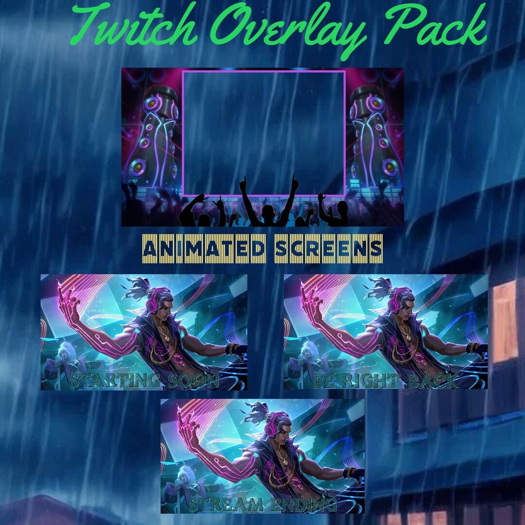 DJ Twitch / Kick Streaming Overlay Pack Overlay, Starting Soon, Be