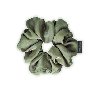 luxury Green Satin Chiffon Scrunchie