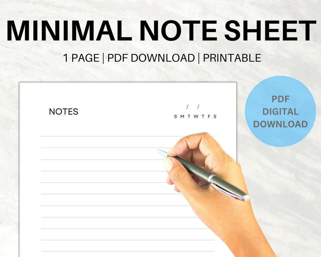 Minimalistic Notes Sheet Notes Self Growth School - Etsy