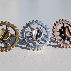 Steampunk Gear Stud Earrings | Industrial Jewelry