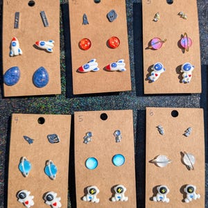 Space Themed Earring Set - Astronaut Earrings-Spaceman Earrings-Rocket Earrings-Space ship earrings-Planet Earrings-Space Earrings