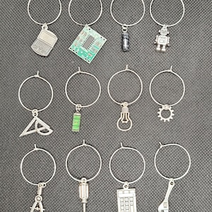 STEM Wine Glass Charms: Engineering & Technology Party Favors