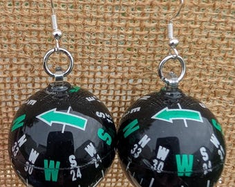 Compass Earrings – Working Compass Dangle Earrings, Functional Navigation Jewelry, Hiker Gift, Camping Earrings, STEM Teacher Gift