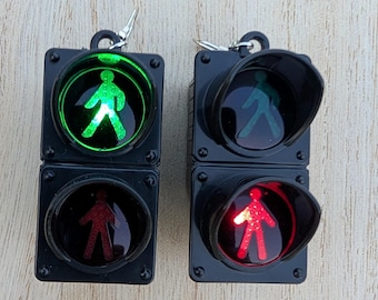 Light-Up Crosswalk Earrings – LED Pedestrian Signal Jewelry, STEM Gift, Cosplay Earrings | Crosswalk or Traffic Light Styles