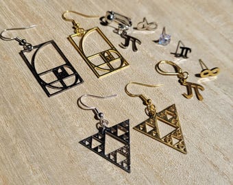 Math Earrings and Bonus Studs | Hypoallergenic, Clasp, & Clip on Earring options | Math Gift | Math Teacher Gift | Math Graduation Gift