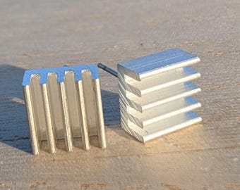 Aluminum Heatsink Stud Earrings: Nerdy STEM Tech Jewelry