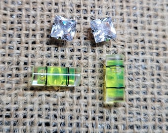 Level Earrings & Bonus CZ Studs - STEM Earrings-Civil Engineering Earrings-Construction Earrings-Tool Earrings-Technology Earrings