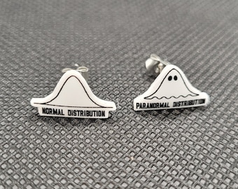 Funny Math Earrings - Normal vs. Paranormal Distribution - STEM Teacher Gift - Statistics Jewelry - Geeky Accessories