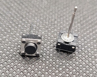 Tactile Pushbutton Switch Earrings & CZ Studs - Electronics Jewelry-Electrical Engineering Jewelry-Electronic Component Jewelry-Tech Jewelry