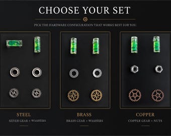 Choose Your Engineering Earring Set | Bubble Level, Gear & Nut Stud Earrings | STEM Gift | Mechanical Engineer Jewelry | Geek Gift