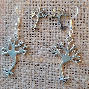Neuron Dangle Earrings with Bonus Studs - Science Jewelry - Unique Neuron Drop Earrings - Neuroscience Gift - Geeky Earrings Set