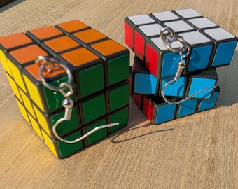 Functional Cube Puzzle Earrings: 3D Logic Game, STEM Jewelry