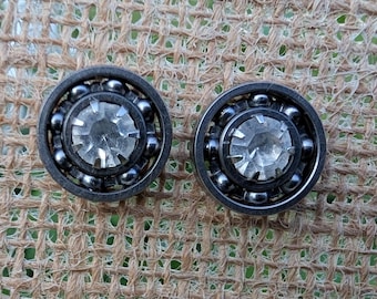Spinning Ball Bearing Earrings: Crystal Center, STEM Jewelry