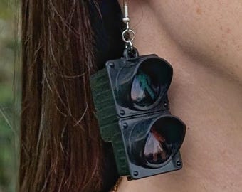 Light-Up Crosswalk Earrings – LED Pedestrian Signal Jewelry, STEM Gift, Cosplay Earrings | Crosswalk or Traffic Light Styles