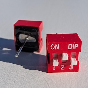 DIP Switch Stud Earrings – Electronics Engineer Gift – Circuit Board Nerd Accessory – Red Tech Component